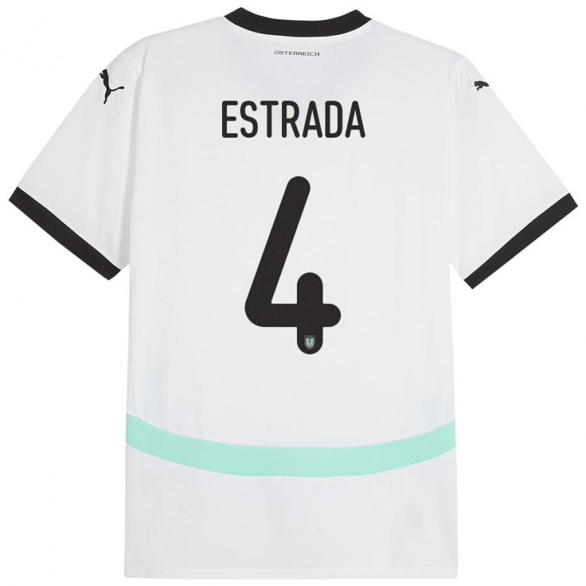 Kinder Österreich Pascal Estrada #4 Weiß Auswärtstrikot Trikot 24-26 T-Shirt Österreich