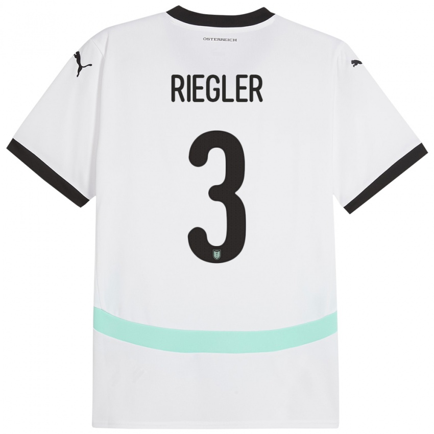 Kinder Österreich David Riegler #3 Weiß Auswärtstrikot Trikot 24-26 T-Shirt Österreich