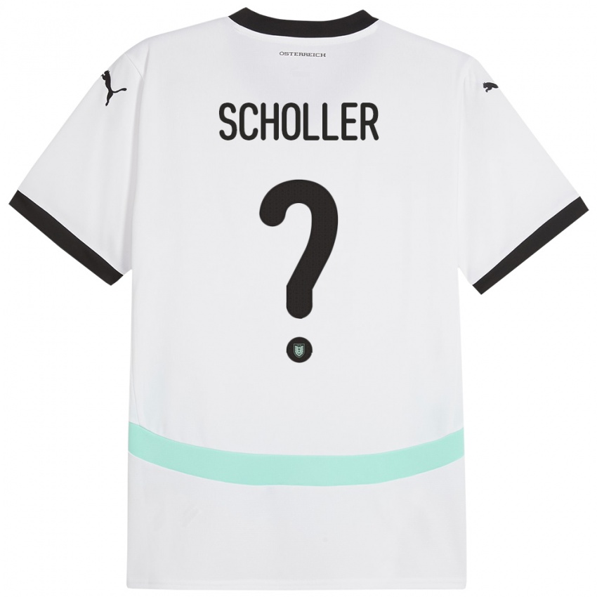 Kinder Österreich Jakob Schöller #0 Weiß Auswärtstrikot Trikot 24-26 T-Shirt Österreich