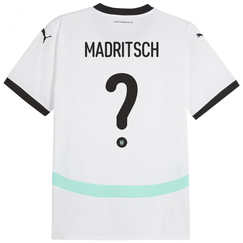 Kinder Österreich Diego Madritsch #0 Weiß Auswärtstrikot Trikot 24-26 T-Shirt Österreich