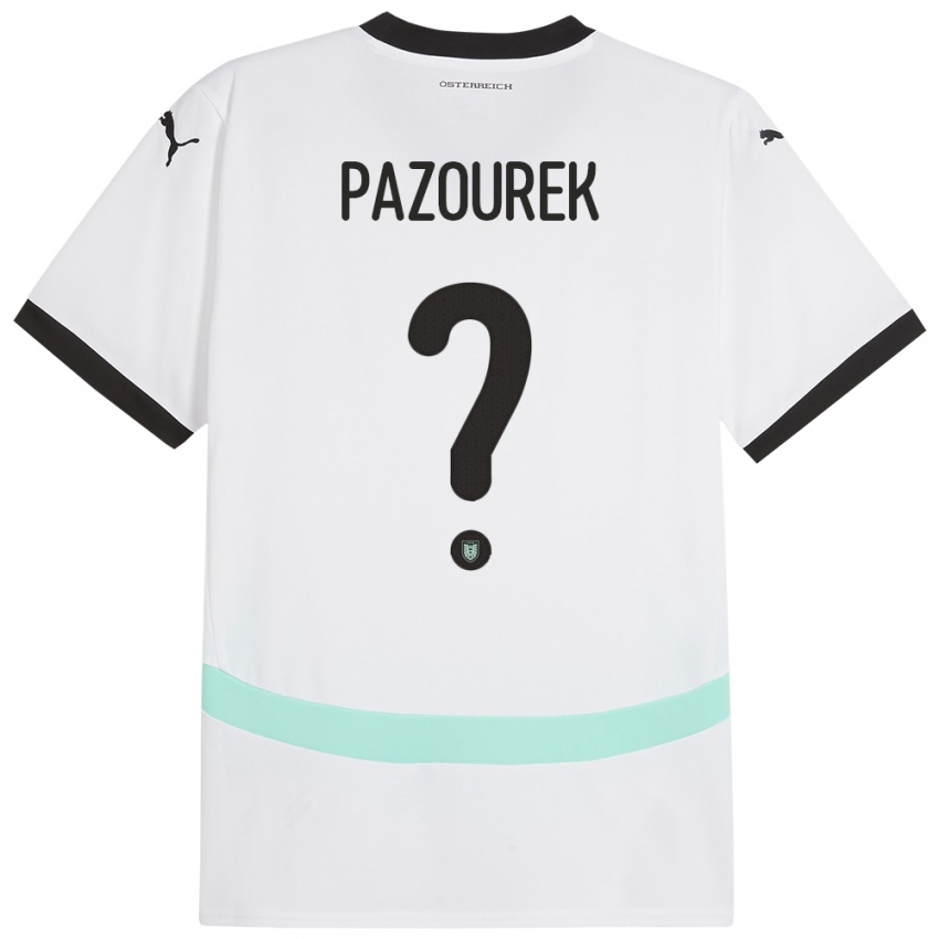 Kinder Österreich Luca Pazourek #0 Weiß Auswärtstrikot Trikot 24-26 T-Shirt Österreich