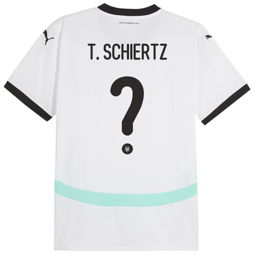 Kinder Österreich Tammo Schiertz #0 Weiß Auswärtstrikot Trikot 24-26 T-Shirt Österreich