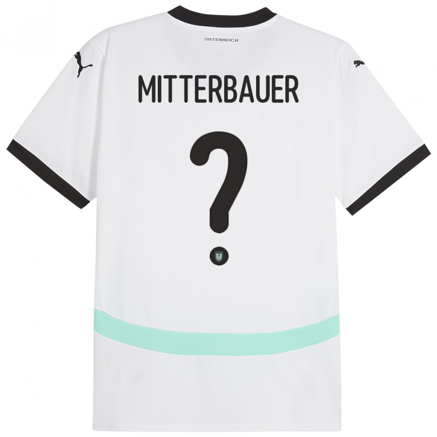 Kinder Österreich Elias Mitterbauer #0 Weiß Auswärtstrikot Trikot 24-26 T-Shirt Österreich