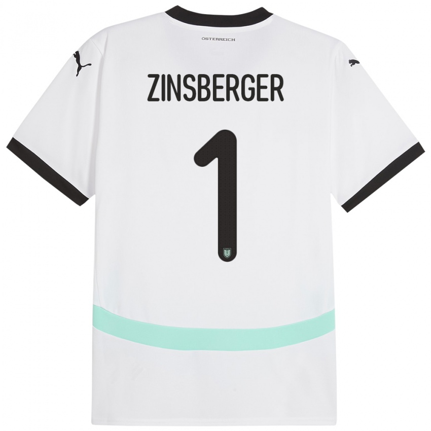 Kinder Österreich Manuela Zinsberger #1 Weiß Auswärtstrikot Trikot 24-26 T-Shirt Österreich