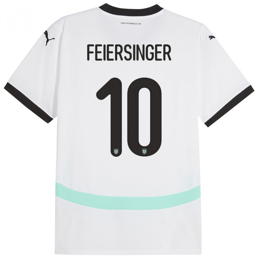 Kinder Österreich Laura Feiersinger #10 Weiß Auswärtstrikot Trikot 24-26 T-Shirt Österreich