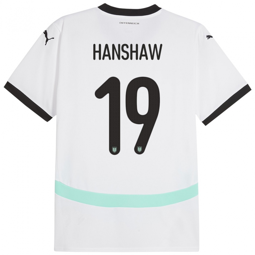 Kinder Österreich Verena Hanshaw #19 Weiß Auswärtstrikot Trikot 24-26 T-Shirt Österreich