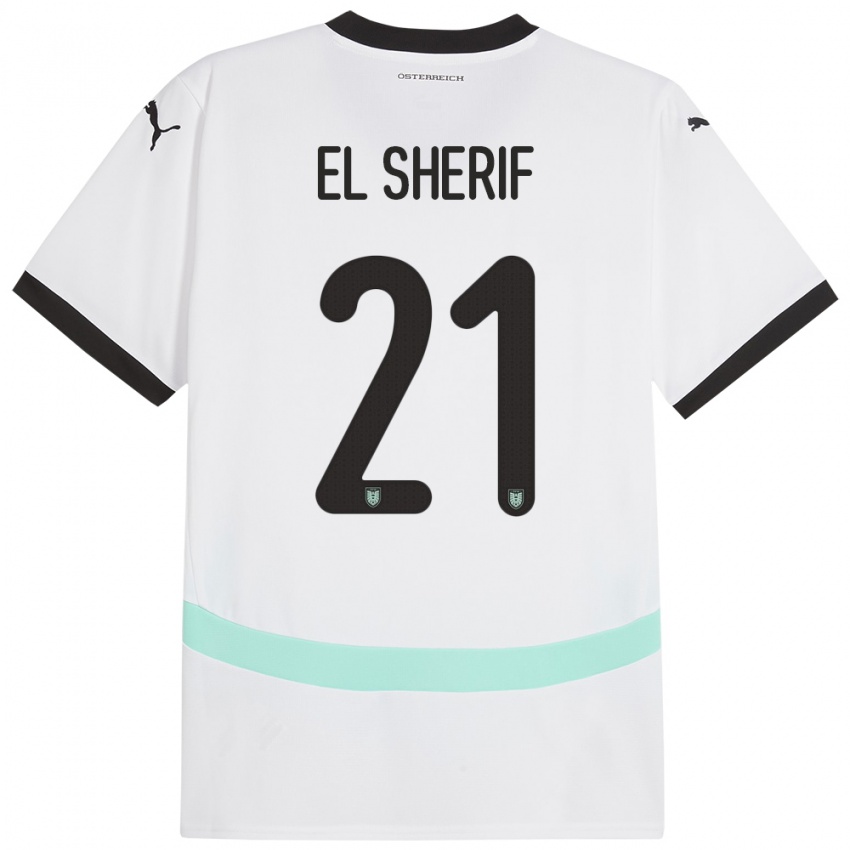 Kinder Österreich Mariella El Sherif #21 Weiß Auswärtstrikot Trikot 24-26 T-Shirt Österreich