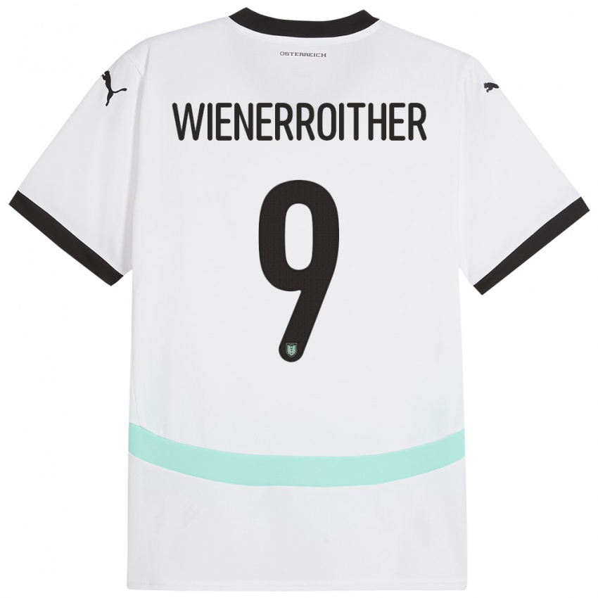 Kinder Österreich Katja Wienerroither #9 Weiß Auswärtstrikot Trikot 24-26 T-Shirt Österreich