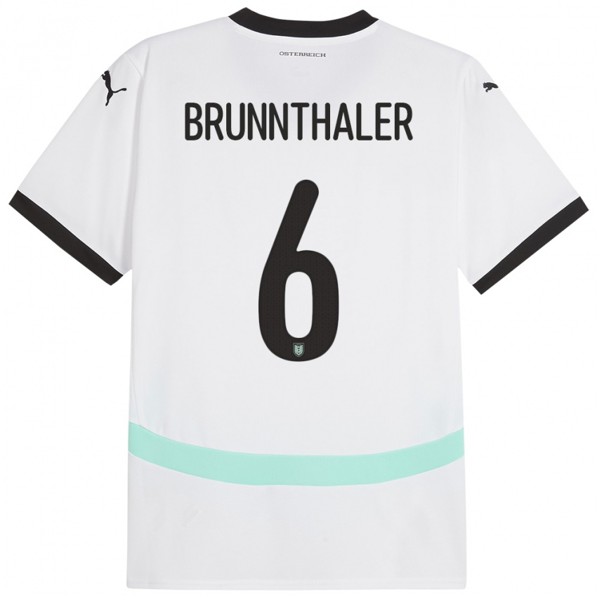 Kinder Österreich Melanie Brunnthaler #6 Weiß Auswärtstrikot Trikot 24-26 T-Shirt Österreich