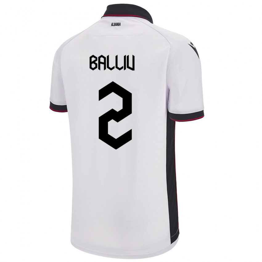 Kinder Albanien Iván Balliu #2 Weiß Auswärtstrikot Trikot 24-26 T-Shirt Österreich