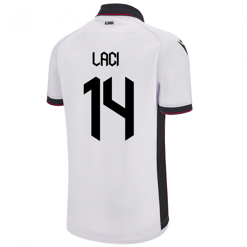 Kinder Albanien Qazim Laci #14 Weiß Auswärtstrikot Trikot 24-26 T-Shirt Österreich