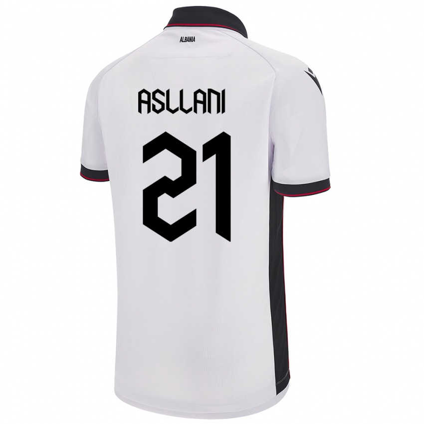 Kinder Albanien Kristjan Asllani #21 Weiß Auswärtstrikot Trikot 24-26 T-Shirt Österreich