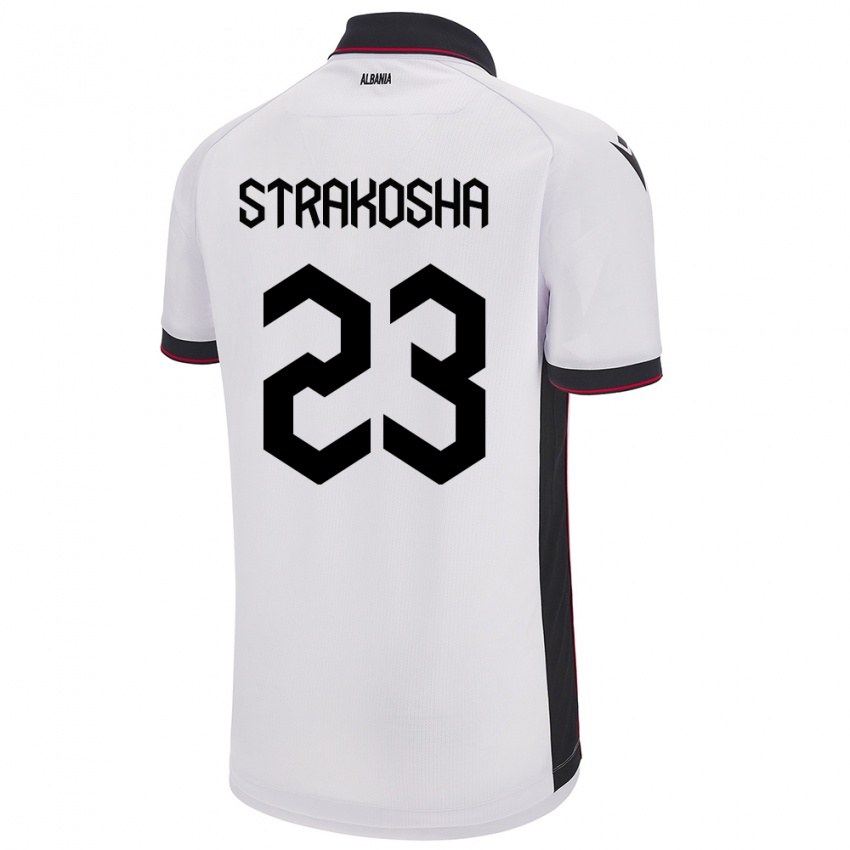 Kinder Albanien Thomas Strakosha #23 Weiß Auswärtstrikot Trikot 24-26 T-Shirt Österreich