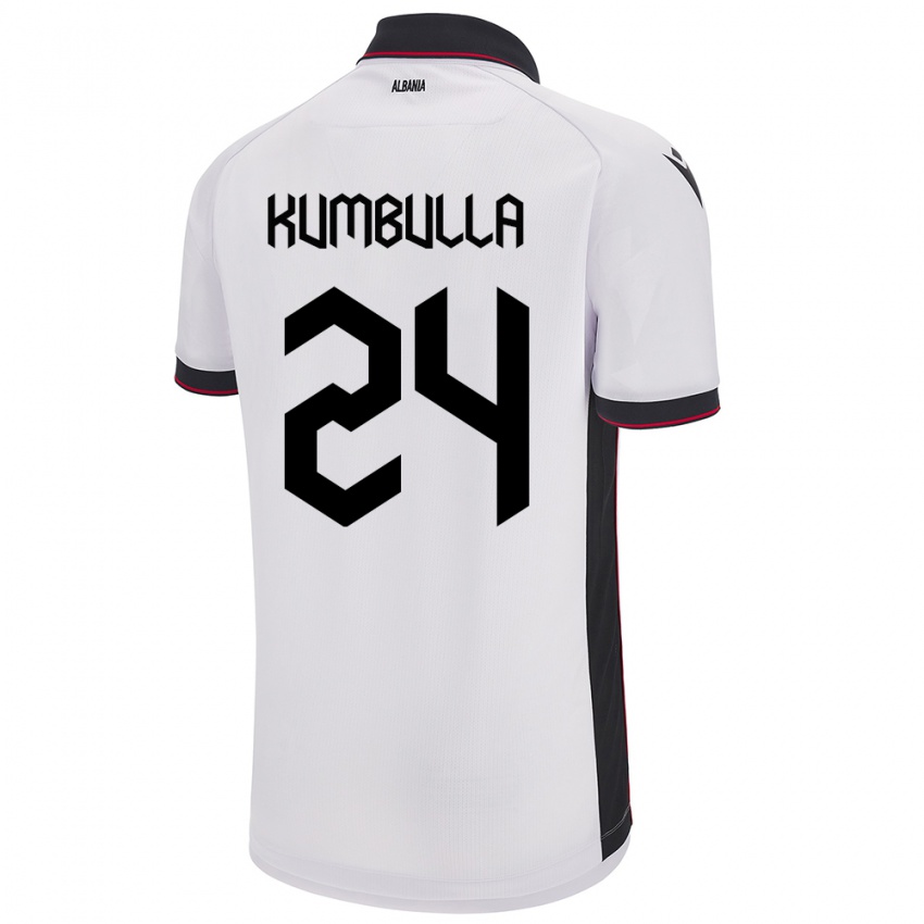 Kinder Albanien Marash Kumbulla #24 Weiß Auswärtstrikot Trikot 24-26 T-Shirt Österreich