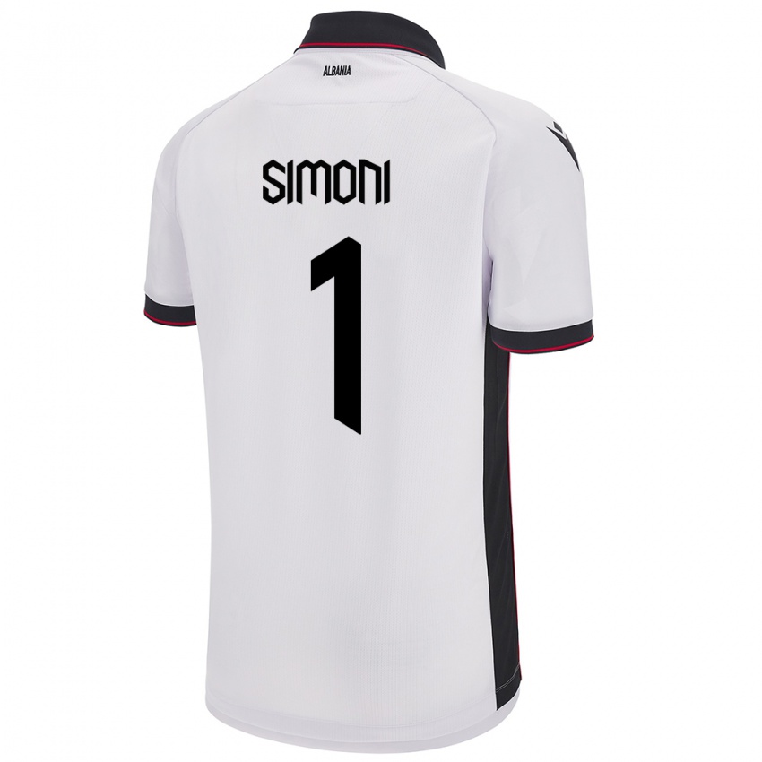 Kinder Albanien Simon Simoni #1 Weiß Auswärtstrikot Trikot 24-26 T-Shirt Österreich