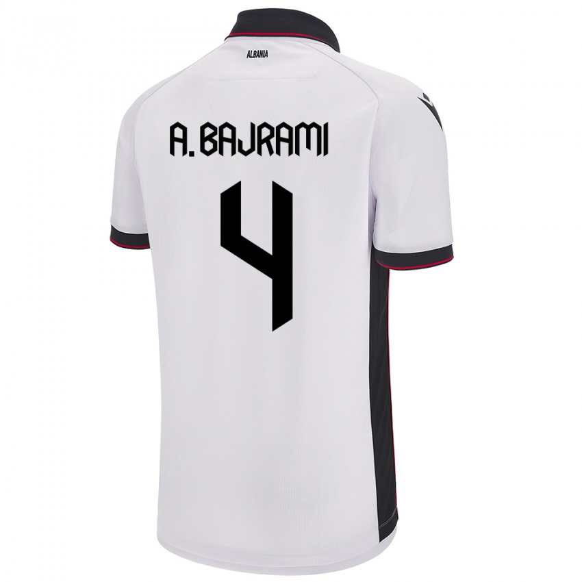 Kinder Albanien Adrian Bajrami #4 Weiß Auswärtstrikot Trikot 24-26 T-Shirt Österreich