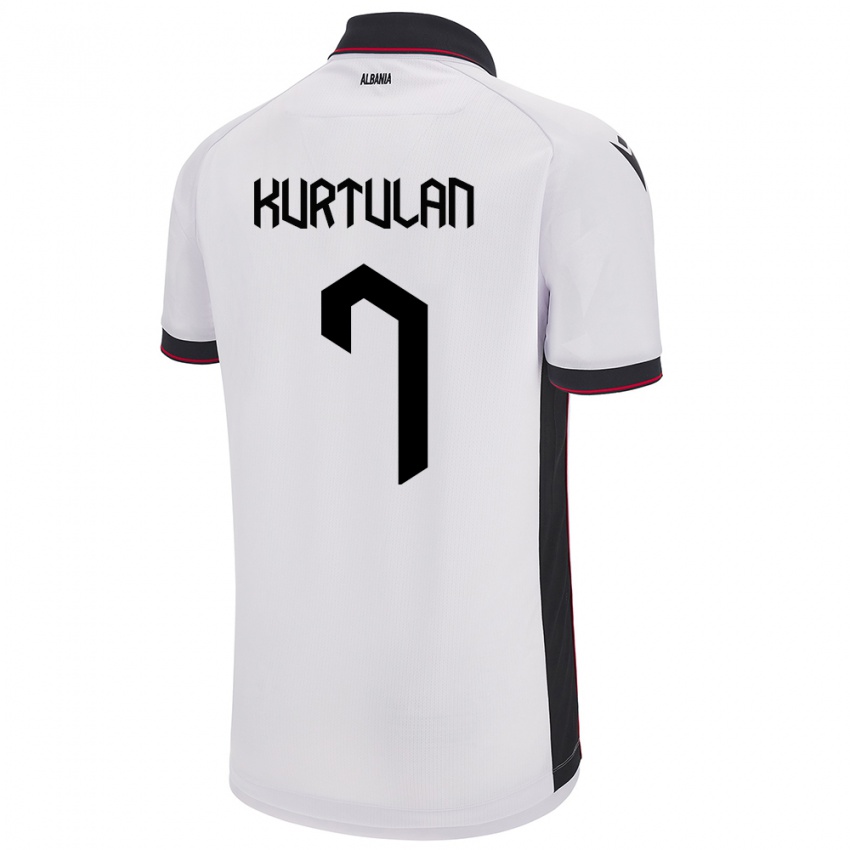 Kinder Albanien Arda Kurtulan #7 Weiß Auswärtstrikot Trikot 24-26 T-Shirt Österreich