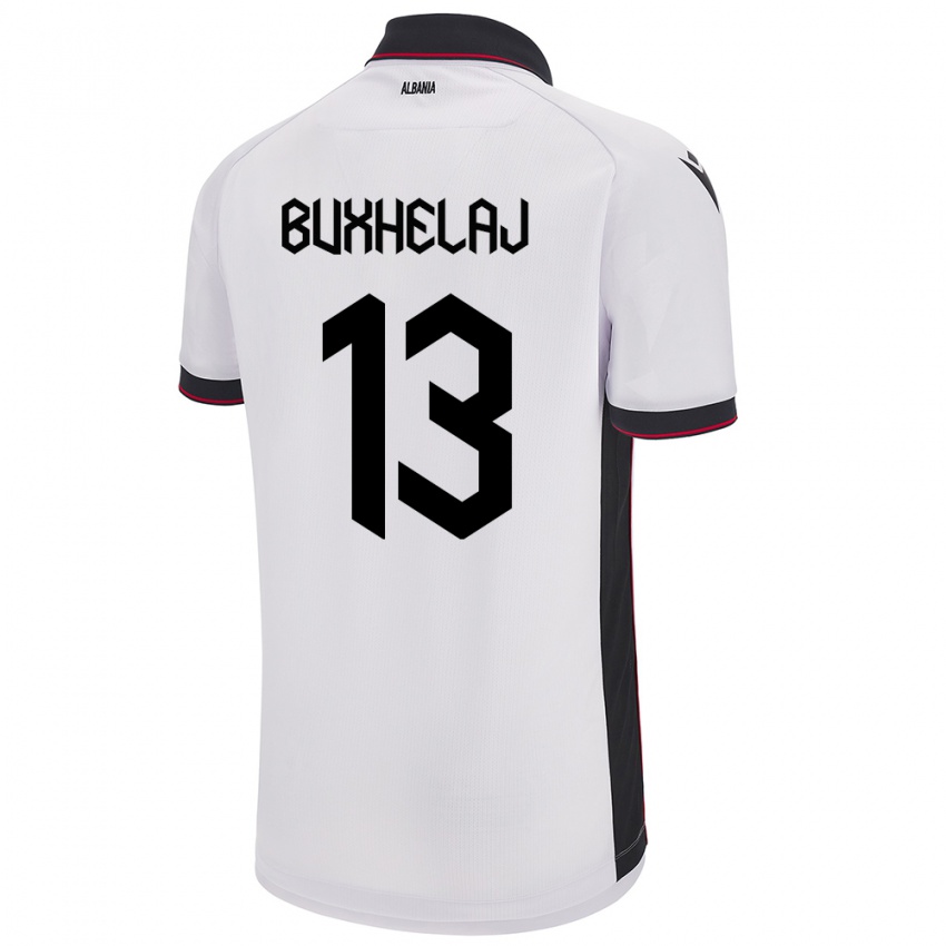 Kinder Albanien Paulo Buxhelaj #13 Weiß Auswärtstrikot Trikot 24-26 T-Shirt Österreich