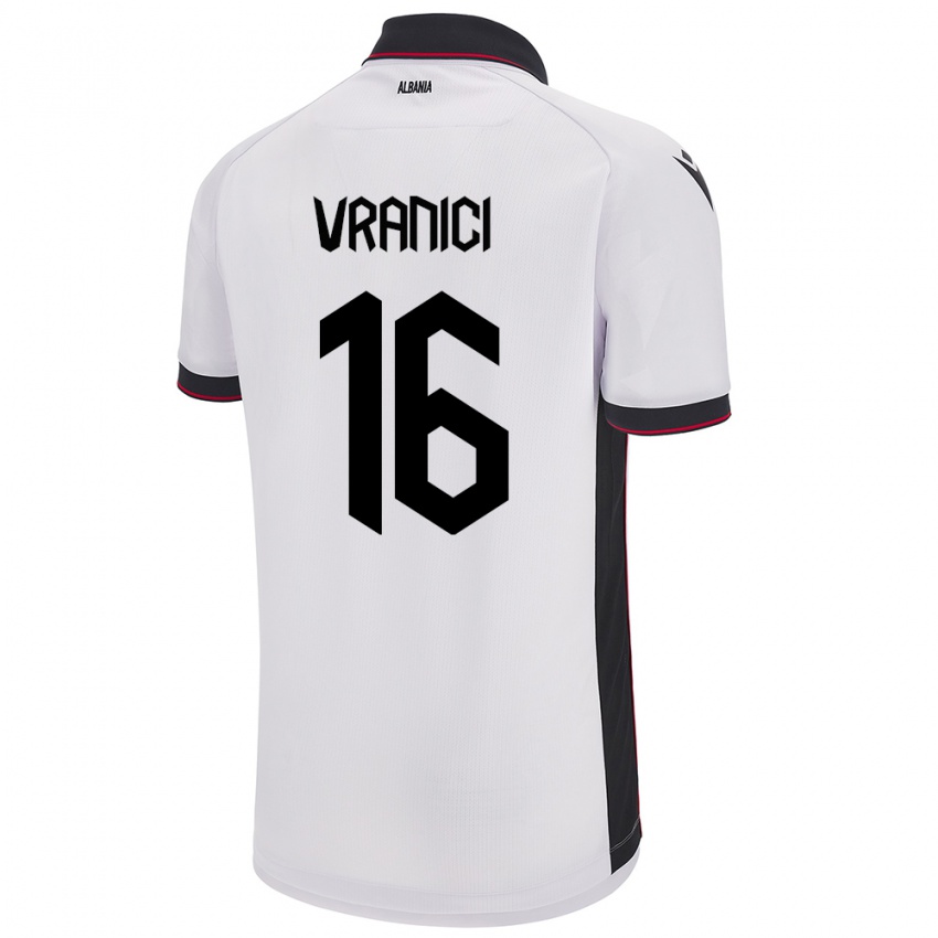 Kinder Albanien Dean Vranici #16 Weiß Auswärtstrikot Trikot 24-26 T-Shirt Österreich