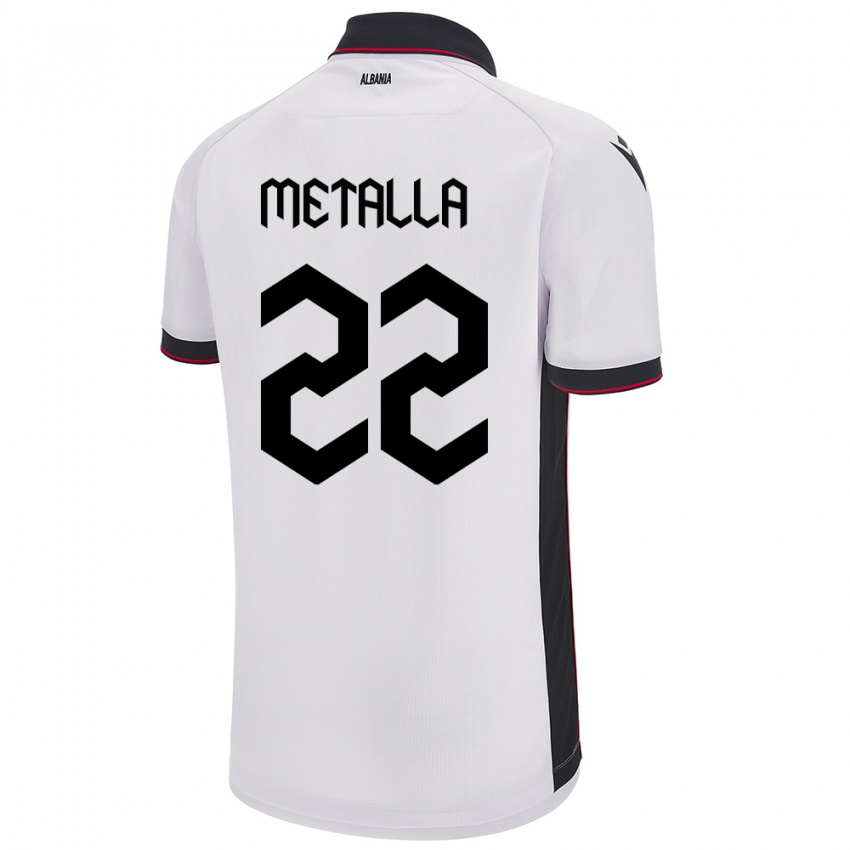 Kinder Albanien Mikaela Metalla #22 Weiß Auswärtstrikot Trikot 24-26 T-Shirt Österreich