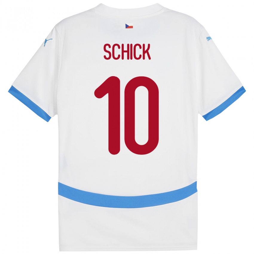 Kinder Tschechien Patrik Schick #10 Weiß Auswärtstrikot Trikot 24-26 T-Shirt Österreich