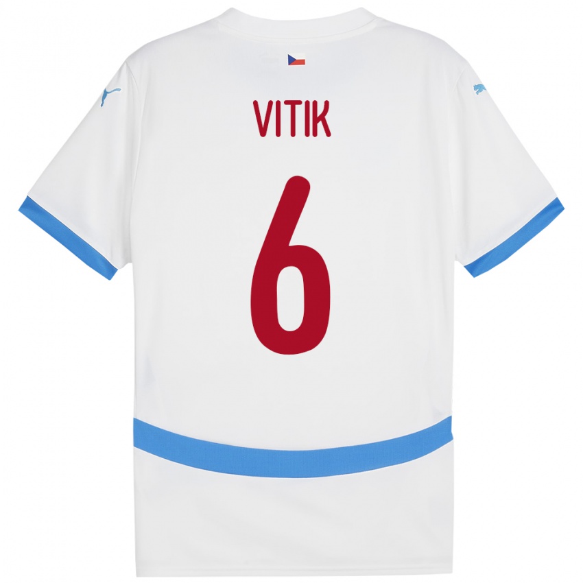 Kinder Tschechien Martin Vitík #6 Weiß Auswärtstrikot Trikot 24-26 T-Shirt Österreich