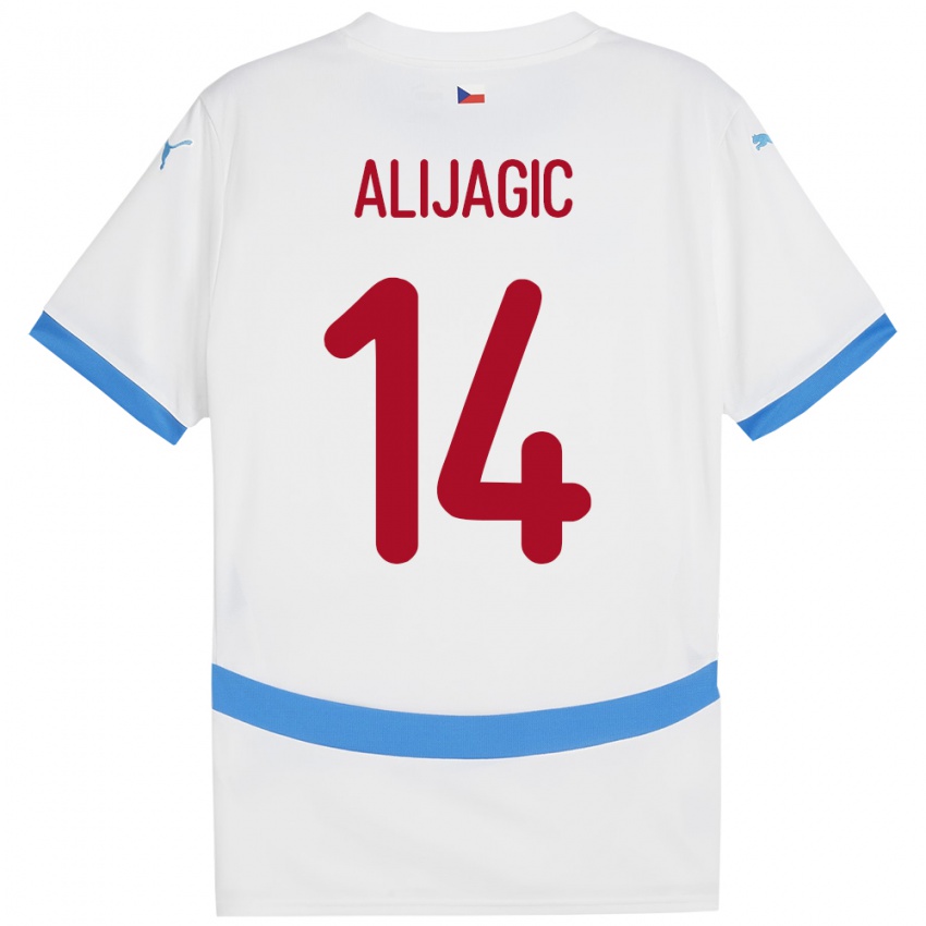 Kinder Tschechien Denis Alijagic #14 Weiß Auswärtstrikot Trikot 24-26 T-Shirt Österreich