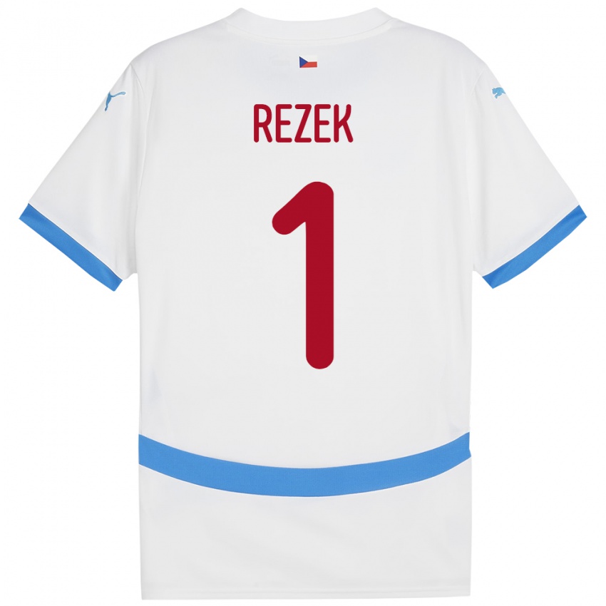 Kinder Tschechien Adam Rezek #1 Weiß Auswärtstrikot Trikot 24-26 T-Shirt Österreich