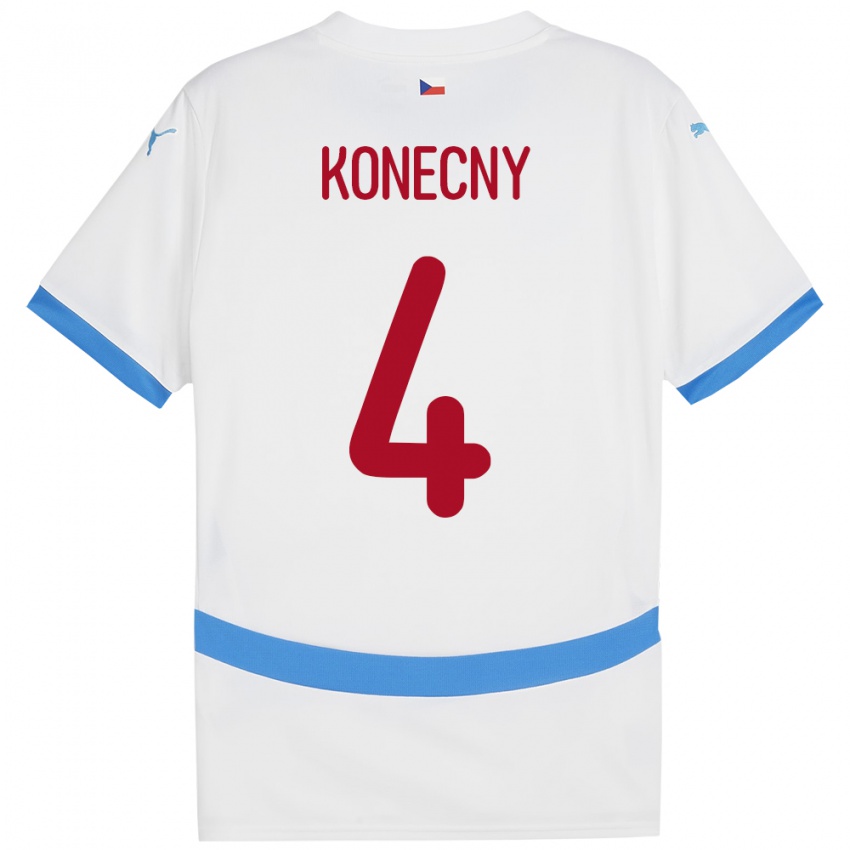 Kinder Tschechien Mikulas Konecny #4 Weiß Auswärtstrikot Trikot 24-26 T-Shirt Österreich