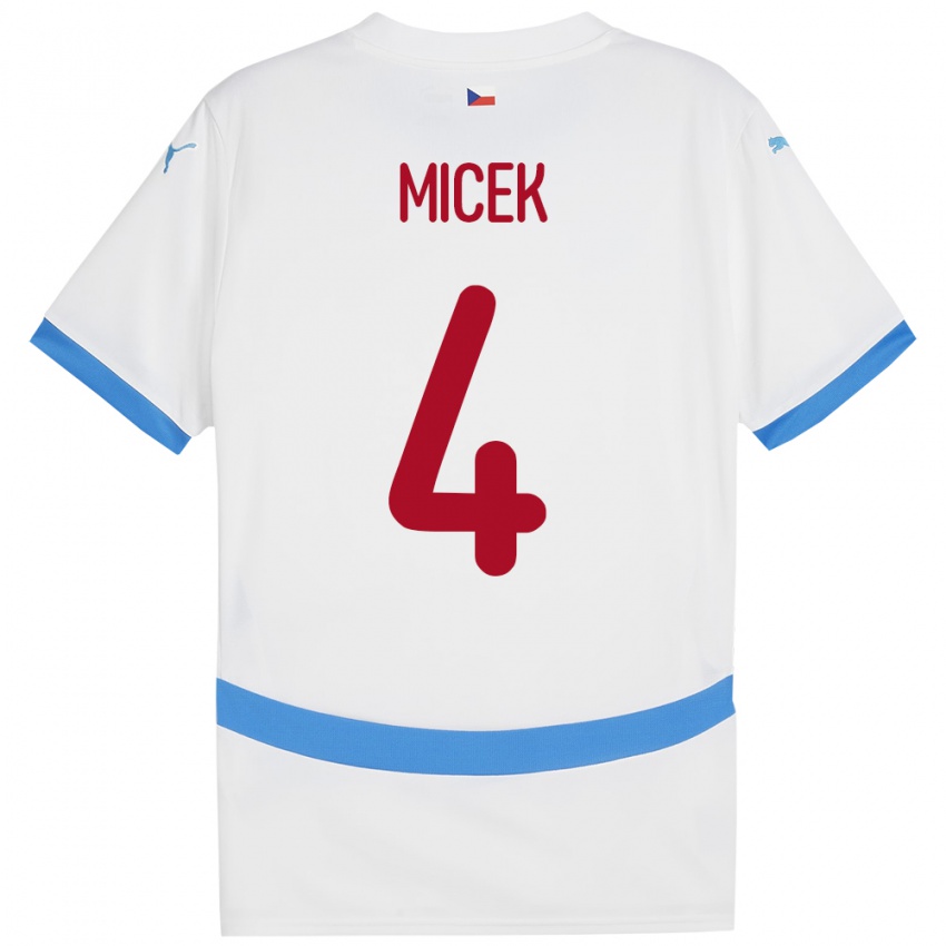 Kinder Tschechien Jiri Micek #4 Weiß Auswärtstrikot Trikot 24-26 T-Shirt Österreich