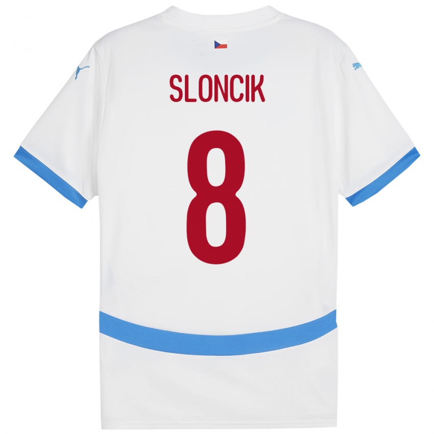 Kinder Tschechien Simon Sloncik #8 Weiß Auswärtstrikot Trikot 24-26 T-Shirt Österreich