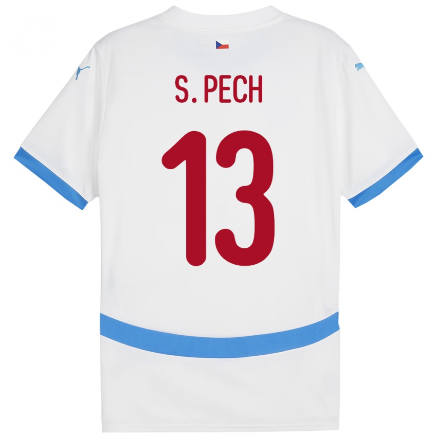 Kinder Tschechien Sebastian Pech #13 Weiß Auswärtstrikot Trikot 24-26 T-Shirt Österreich