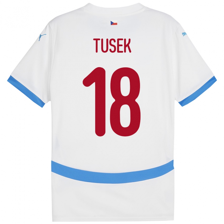 Kinder Tschechien Adam Tusek #18 Weiß Auswärtstrikot Trikot 24-26 T-Shirt Österreich