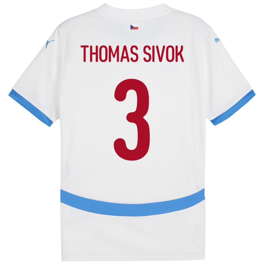 Kinder Tschechien Andre Thomas Sivok #3 Weiß Auswärtstrikot Trikot 24-26 T-Shirt Österreich