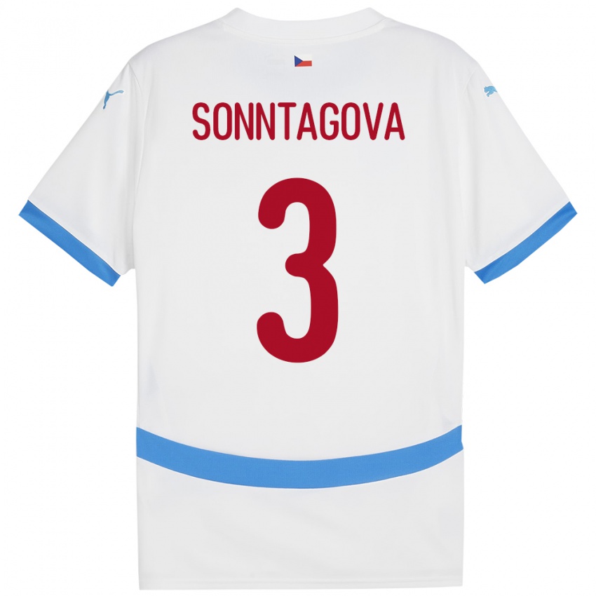 Kinder Tschechien Eliška Sonntagová #3 Weiß Auswärtstrikot Trikot 24-26 T-Shirt Österreich