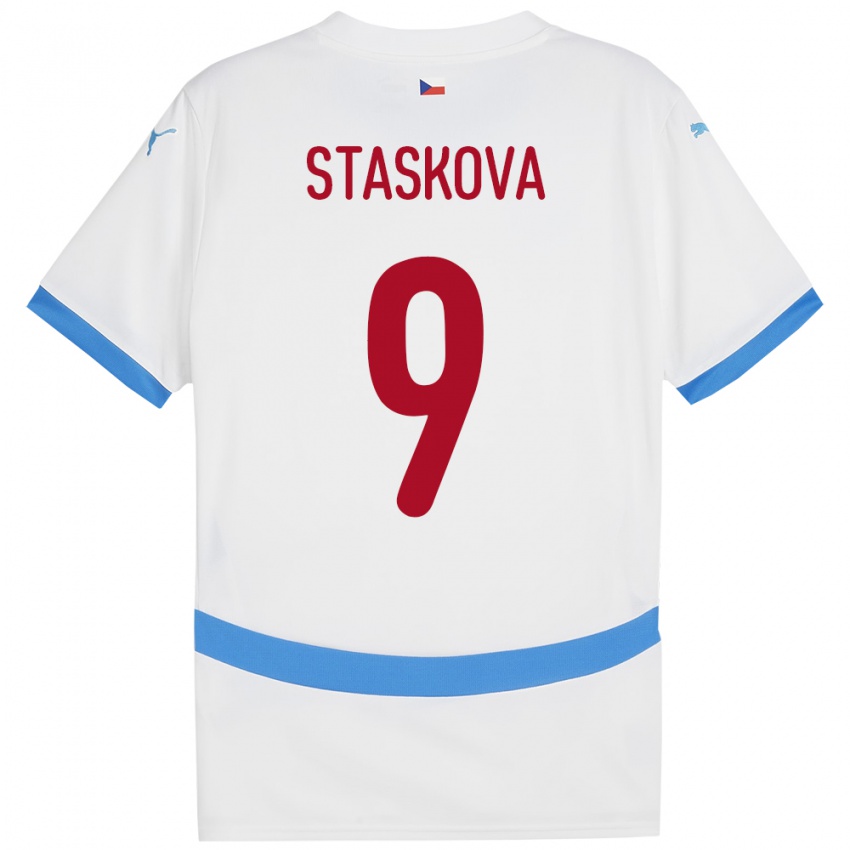 Kinder Tschechien Andrea Stašková #9 Weiß Auswärtstrikot Trikot 24-26 T-Shirt Österreich