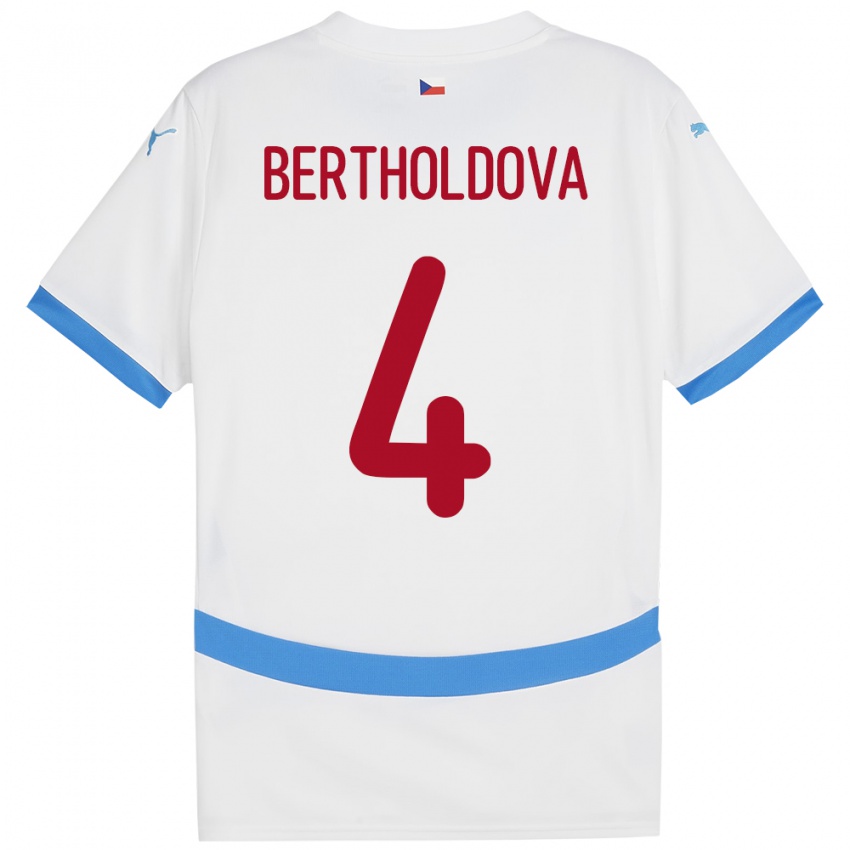 Kinder Tschechien Petra Bertholdová #4 Weiß Auswärtstrikot Trikot 24-26 T-Shirt Österreich