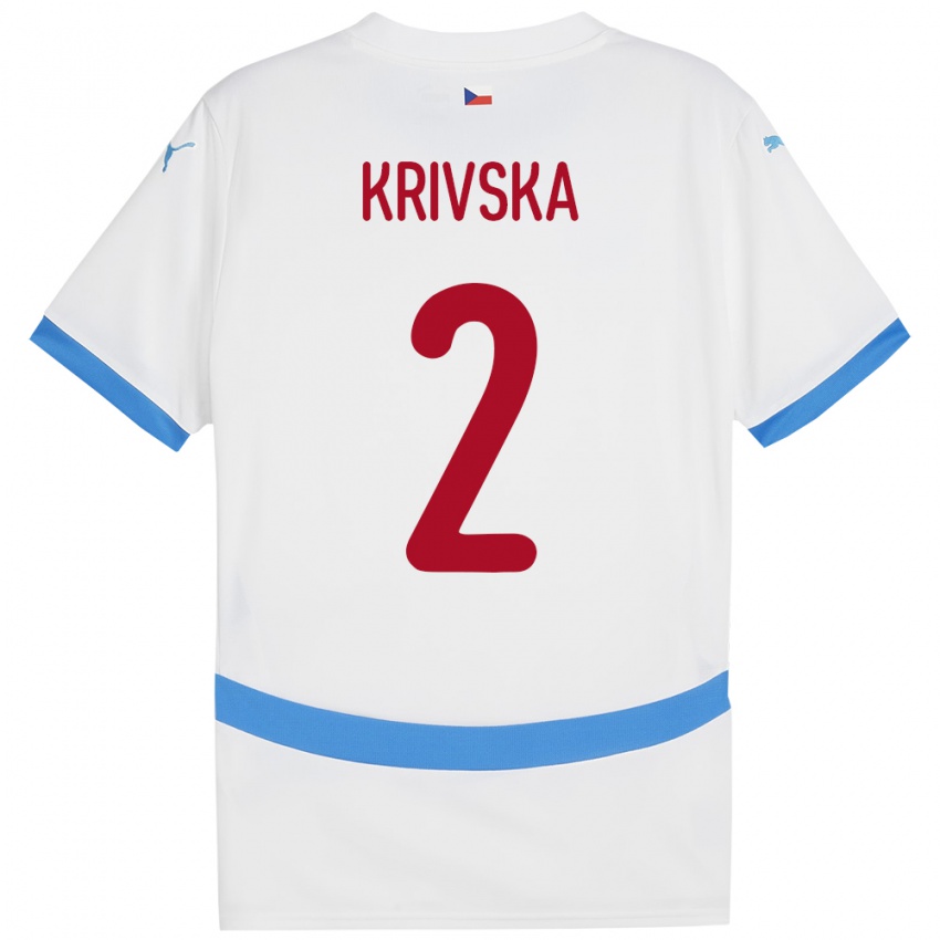 Kinder Tschechien Karolína Křivská #2 Weiß Auswärtstrikot Trikot 24-26 T-Shirt Österreich