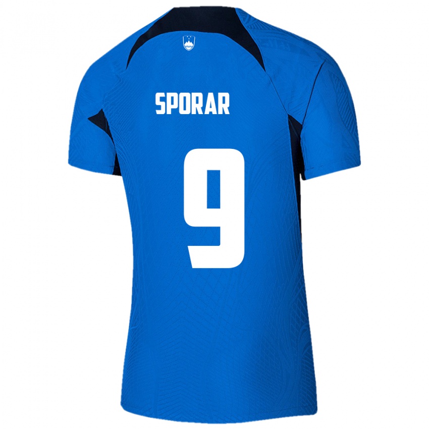 Kinder Slowenien Andraz Sporar #9 Blau Auswärtstrikot Trikot 24-26 T-Shirt Österreich