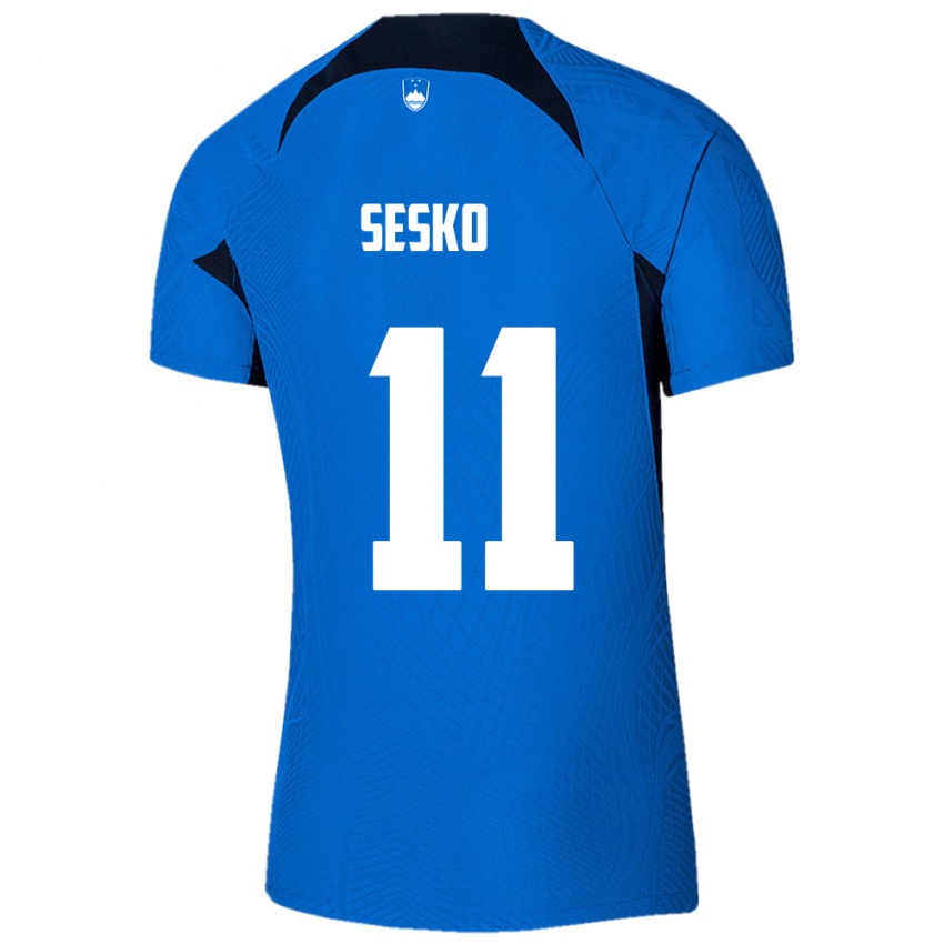 Kinder Slowenien Benjamin Sesko #11 Blau Auswärtstrikot Trikot 24-26 T-Shirt Österreich