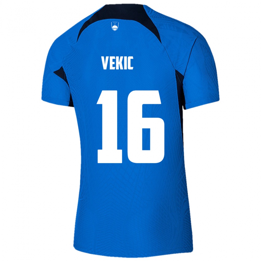 Kinder Slowenien Igor Vekic #16 Blau Auswärtstrikot Trikot 24-26 T-Shirt Österreich