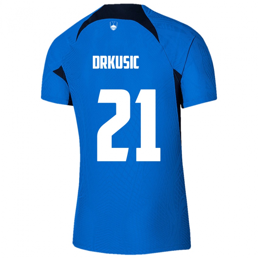 Kinder Slowenien Vanja Drkusic #21 Blau Auswärtstrikot Trikot 24-26 T-Shirt Österreich