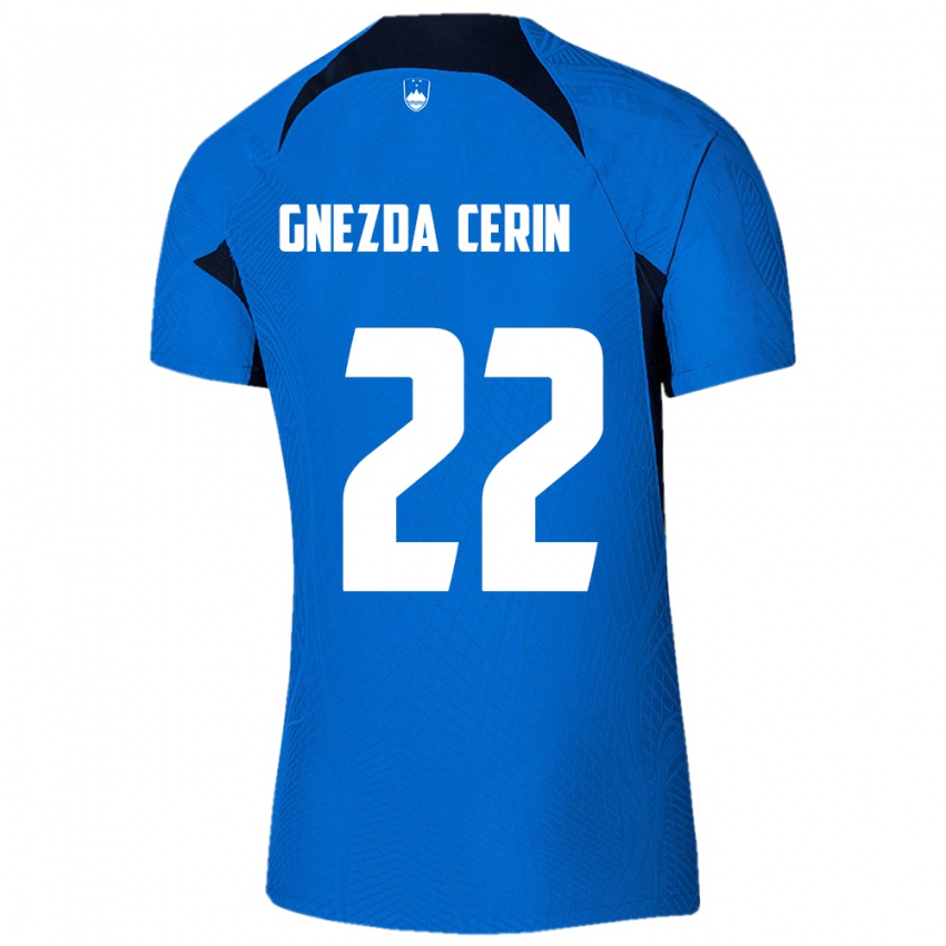 Kinder Slowenien Adam Gnezda Cerin #22 Blau Auswärtstrikot Trikot 24-26 T-Shirt Österreich