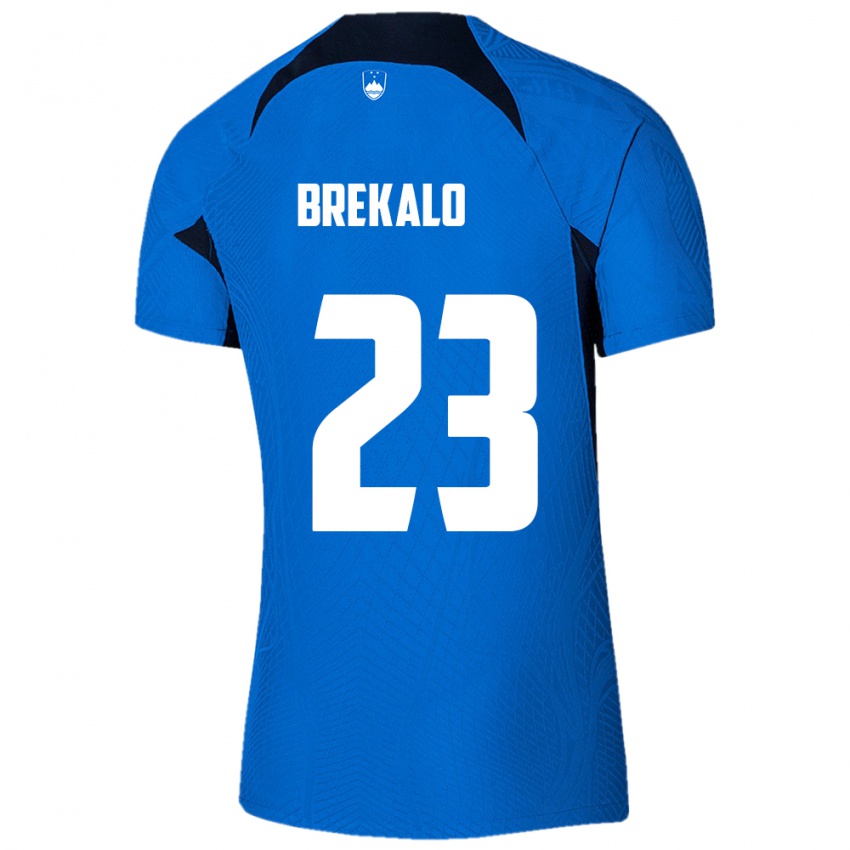 Kinder Slowenien David Brekalo #23 Blau Auswärtstrikot Trikot 24-26 T-Shirt Österreich