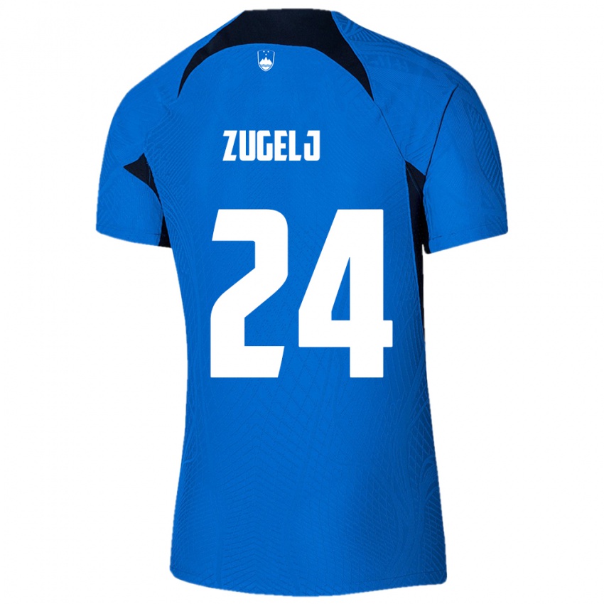 Kinder Slowenien Nino Zugelj #24 Blau Auswärtstrikot Trikot 24-26 T-Shirt Österreich