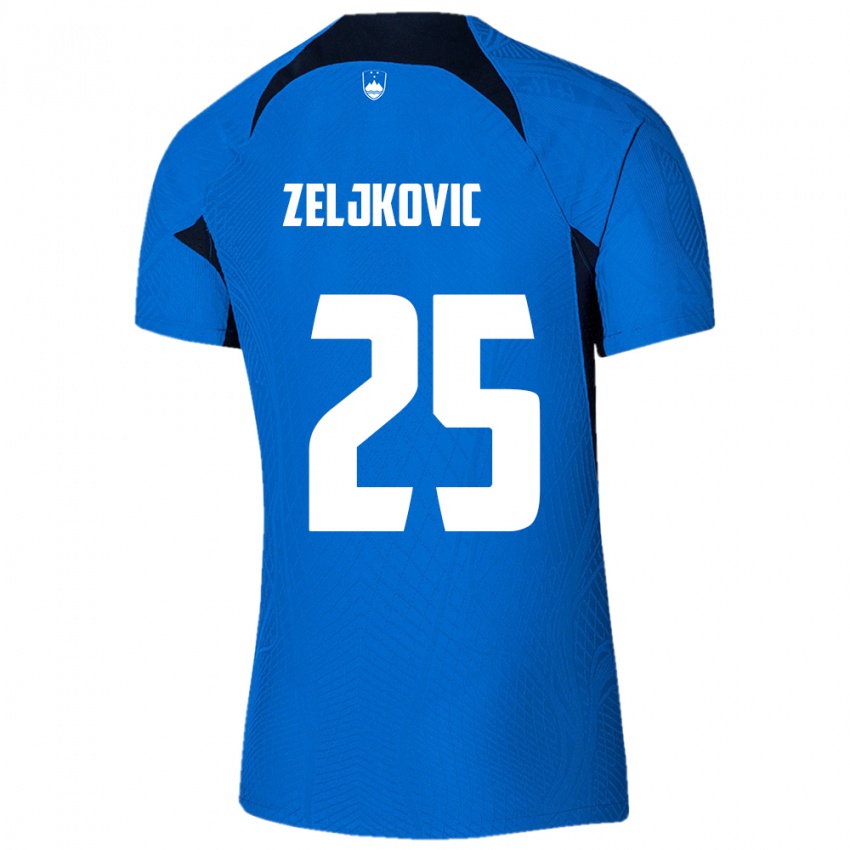 Kinder Slowenien Adrian Zeljkovic #25 Blau Auswärtstrikot Trikot 24-26 T-Shirt Österreich