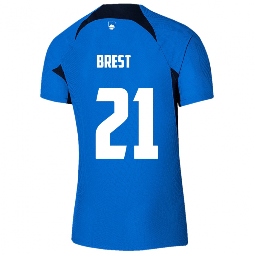 Kinder Slowenien Marko Brest #21 Blau Auswärtstrikot Trikot 24-26 T-Shirt Österreich