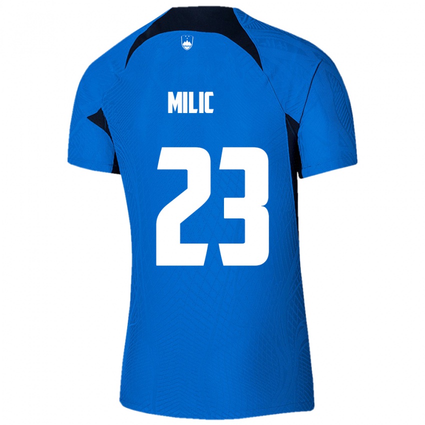 Kinder Slowenien Nino Milic #23 Blau Auswärtstrikot Trikot 24-26 T-Shirt Österreich