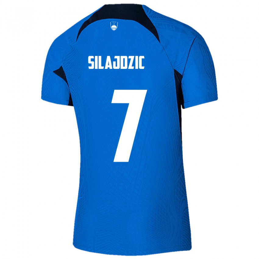 Kinder Slowenien Riad Silajdzic #7 Blau Auswärtstrikot Trikot 24-26 T-Shirt Österreich