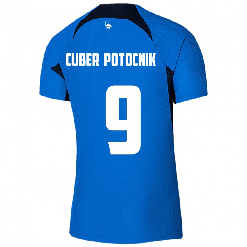 Kinder Slowenien Jaka Cuber Potocnik #9 Blau Auswärtstrikot Trikot 24-26 T-Shirt Österreich